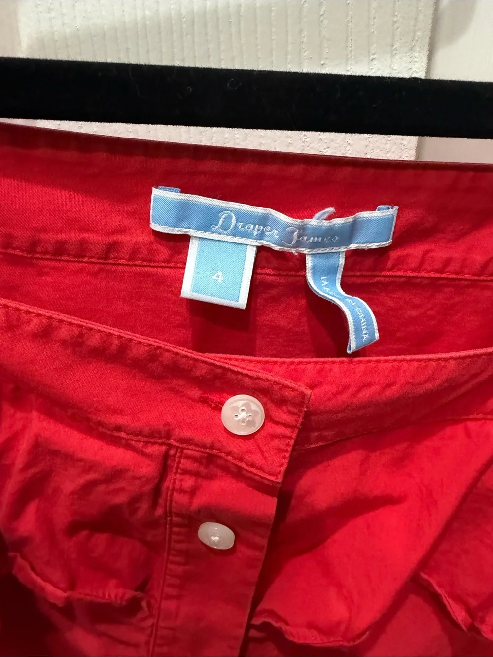 Draper James Red Off-Shoulder Ruffle Button-Front Top - Picture 3 of 3